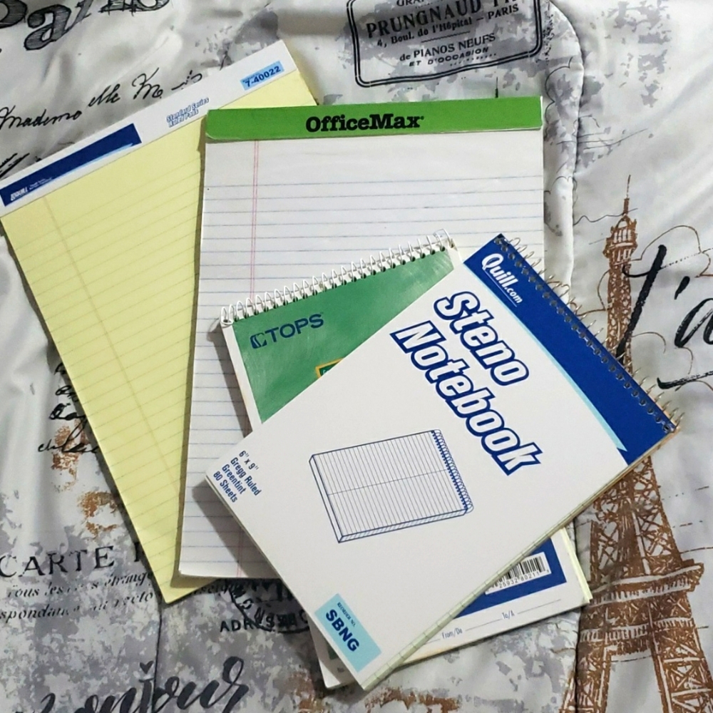 Set of 4 - Steno Pad Notebooks 6 x 9 Gregg Ruled Green Tint 80 Sheet Pad